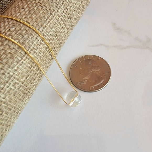 ROCK crystal quartz Necklace Minimalist Crystal Gemstone Clear - Picture 3 of 5